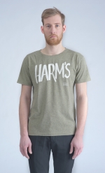Оливковая футболка с логотипом Harm's вид спереди